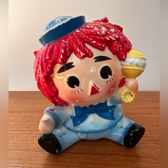 Relpo # 6465, RAGGEDY ANDY, Ceramic Planter Vase. Baby Andy doll. Made In Japan - Picture 9 of 10